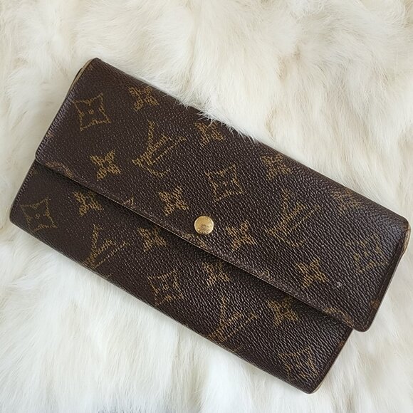 Louis Vuitton Vintage Monogram Sarah Canvas Wallet Brown 7.5" x 4.5" TH0070